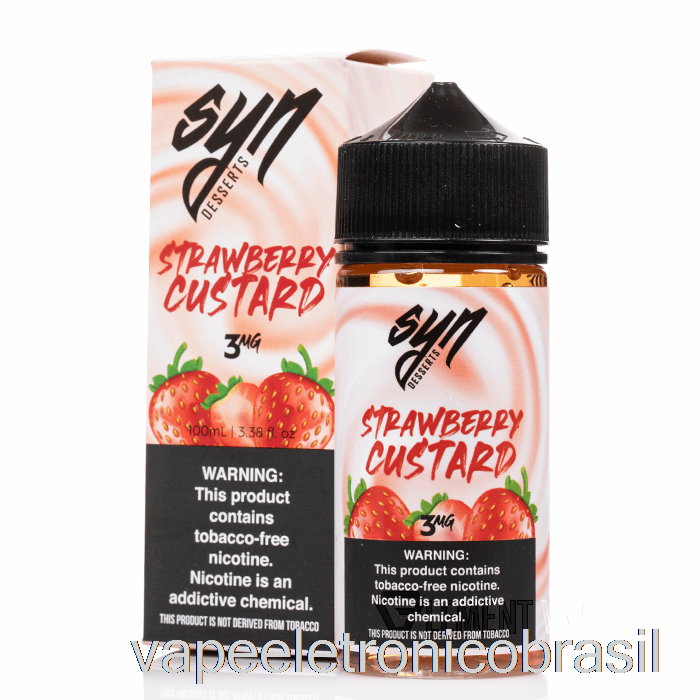 Vape Recarregável Creme De Morango - Syn Liquid - 100ml 3mg